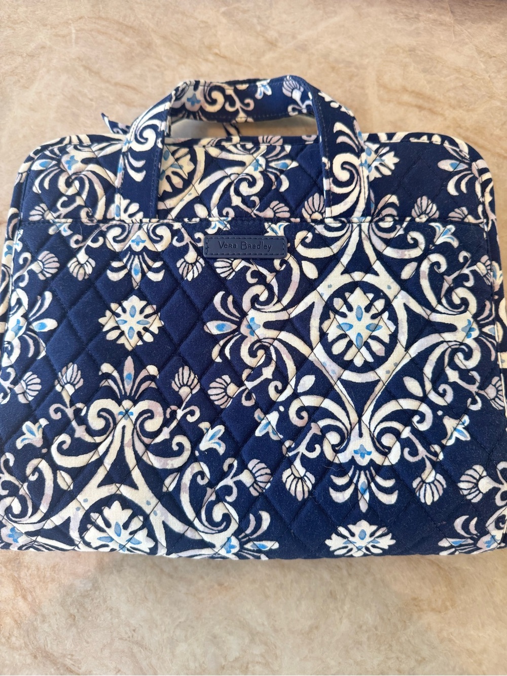 Vera Bradley Hanging Travel Organizer Toiletry Cosmetic Bag Blue White